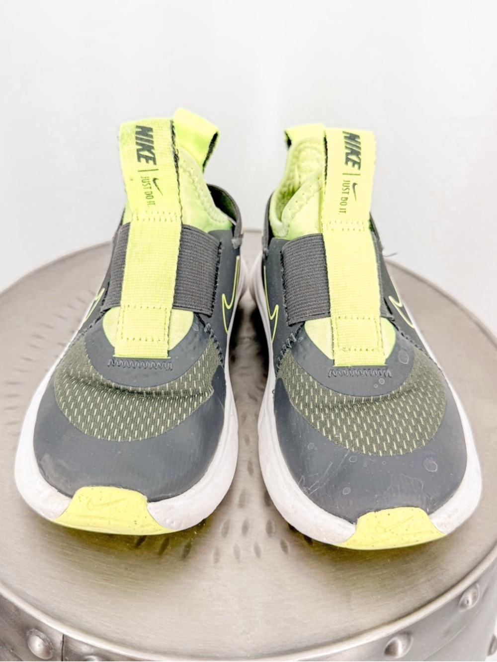 Nike Kids Slip-On Sneakers in Neon Yellow and Gray